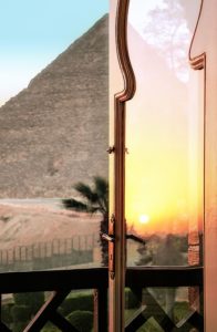 Egypt open window pyramid sunlight